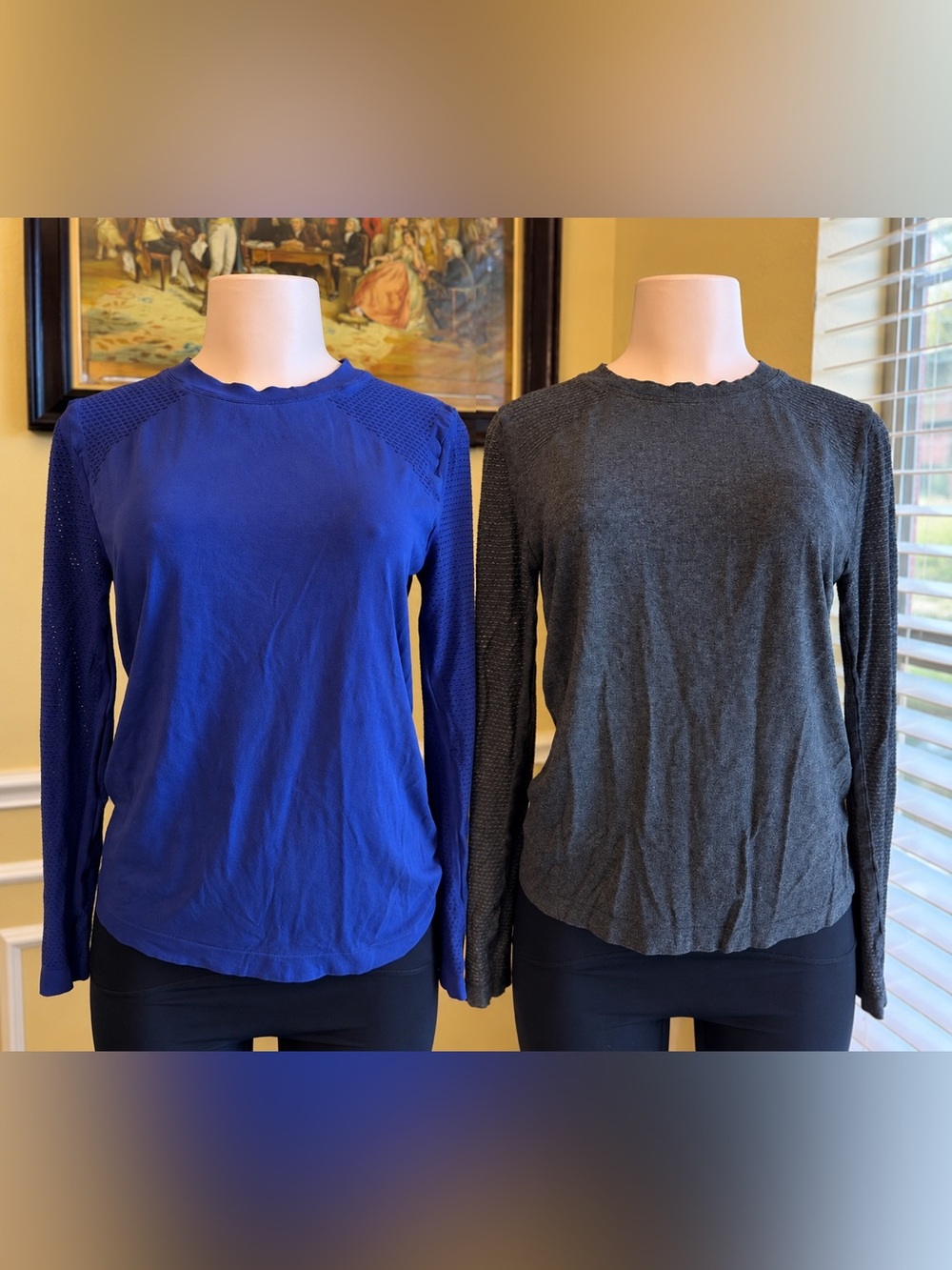 Bundle of Women’s Long-Sleeve Crewneck Top in Navy Blue and Grey